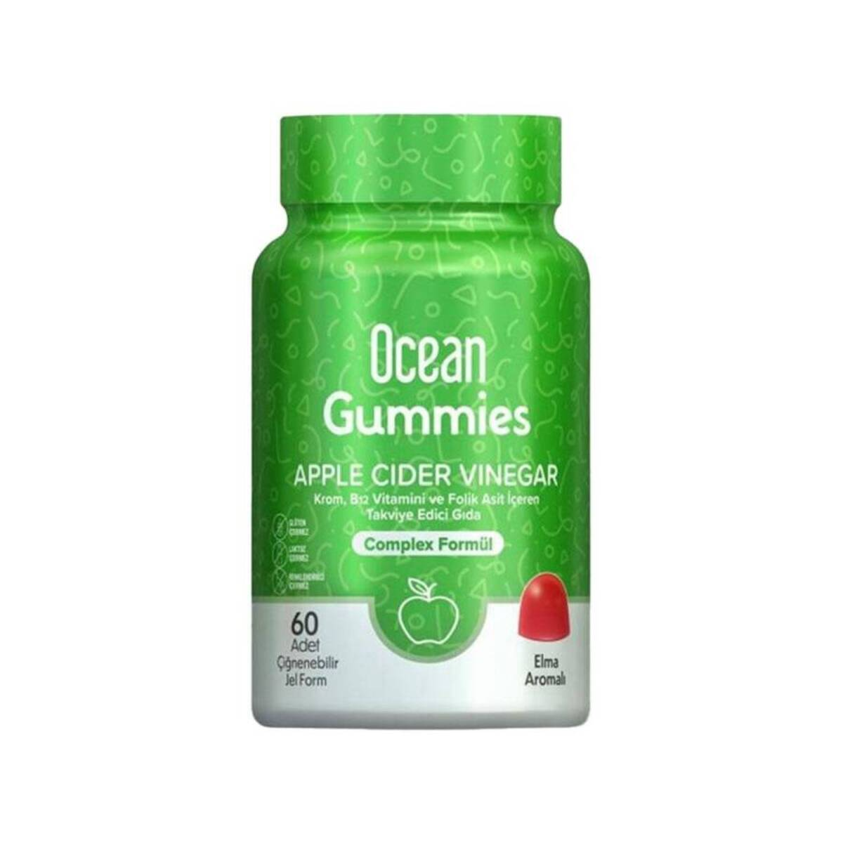 OCEAN GUMMIES APPLE CIDER VINEGAR TAKVIYE EDICI GIDA CIGNENEBILIR JEL 60 jel