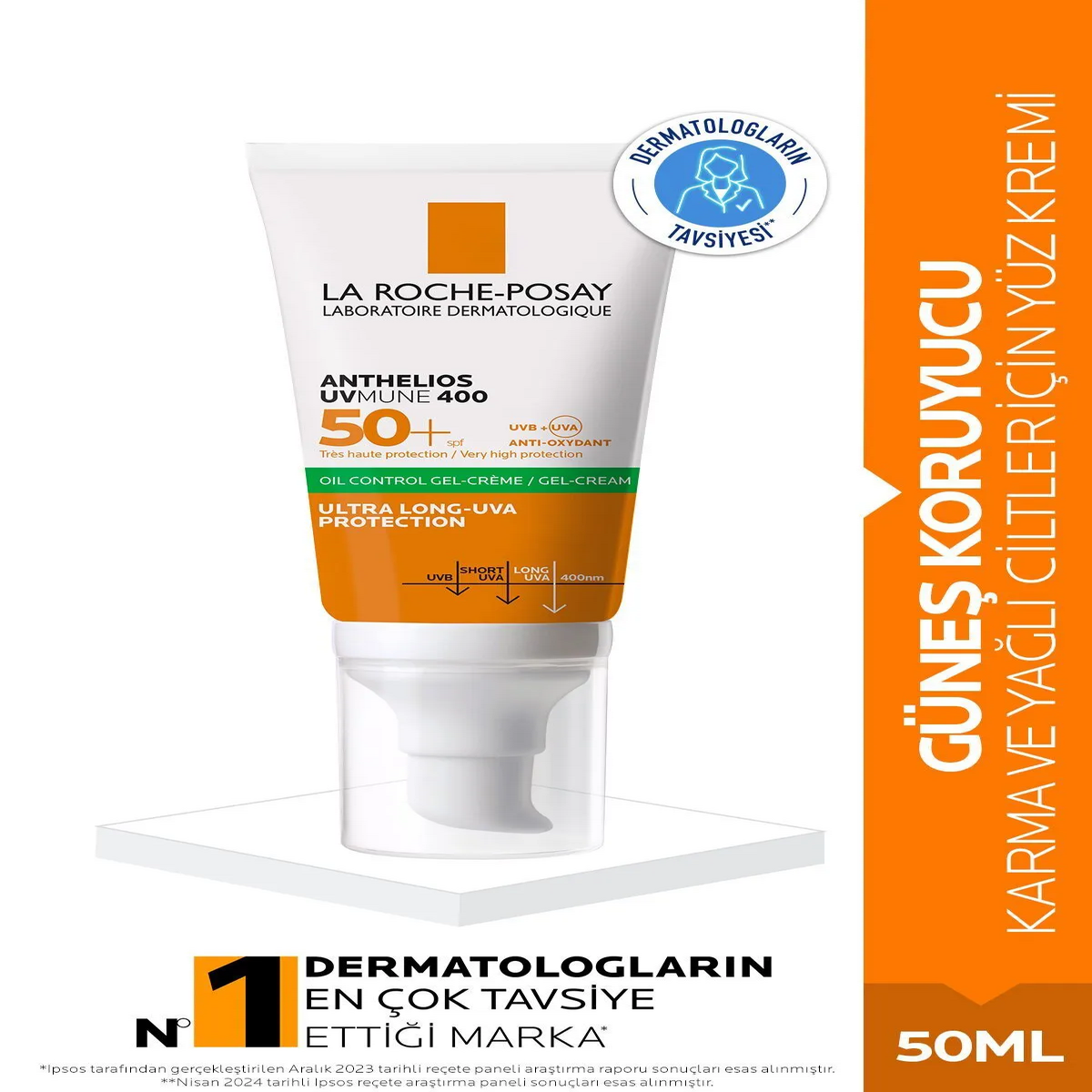 La Roche Posay Anthelios Oil Control Gel Cream, Yağlı Ciltler Güneş Koruyucu Yüz Kremi 50ml