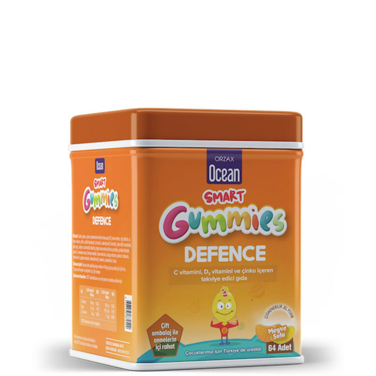 OCEAN SMART GUMMIES DEFENCE C VITAMINI, D VITAMINI VE CINKO ICEREN TAKVIYE EDICI GIDA 64 çiğnenebilir jel form