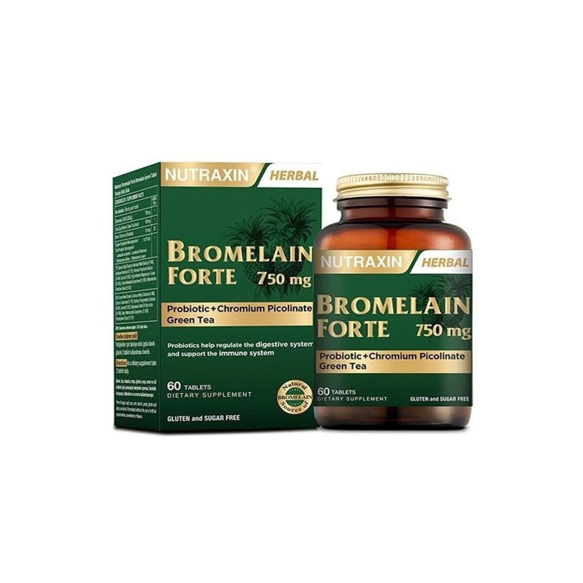 NUTRAXIN BROMELAIN FORTE TAKVIYE EDICI GIDA TABLET 750 mg 60 tablet