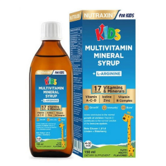 NUTRAXIN KIDS MULTIVITAMIN VE MINERAL ICEREN SIVI TAKVIYE EDICI GIDA 150 ml şişe