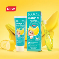 Rocs Baby Muz Tadında Diş Macunu ve Fırça Set 0-3 Yaş